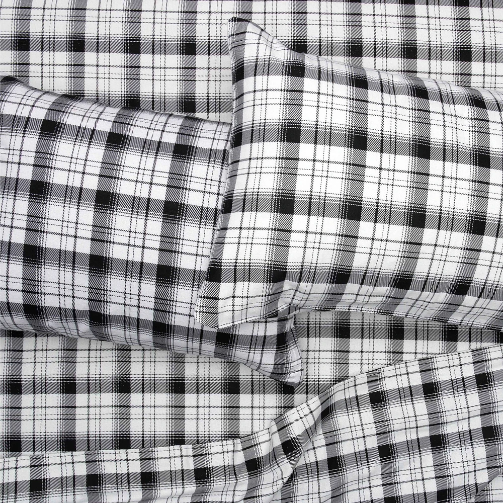 Black Check Flannel Sheet Set