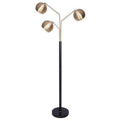 Windsor 3-Light Floor Lamp - Black/Gold