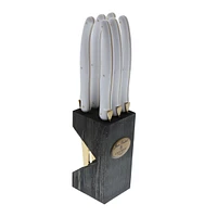 Bloc of 6 Laguiole Steak knives New Age collection by Jean Dubost Laguiole