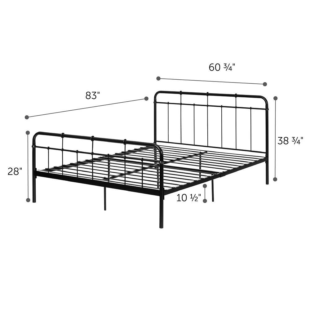 South Shore Furniture Versa Queen Metal Platform Bed Pure Black