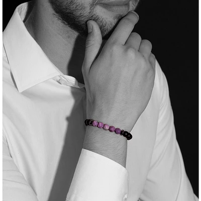 Bracelet onyx noir et jaspé violet par Luenzo