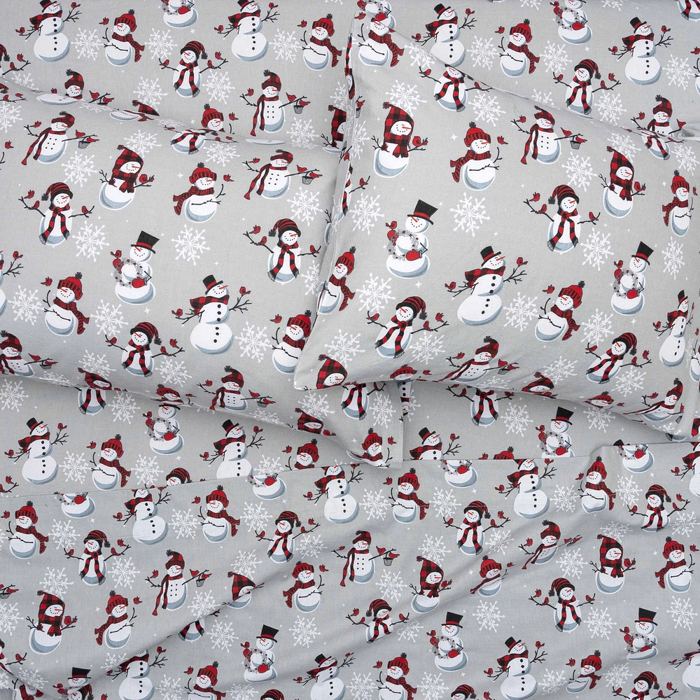 Snowman Flannel Sheet Set