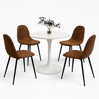 Ensemble de salle à manger rond avec chaises en suédine, ensemble de 5