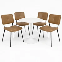Ensemble de salle à manger rond avec chaises cognac, ensemble de 5