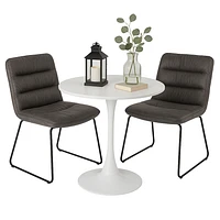 Ensemble de salle à manger rond avec chaises grises, ensemble de 3 - Blanc