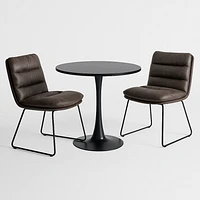 Ensemble de salle à manger rond avec chaises grises, ensemble de 3 - Noir