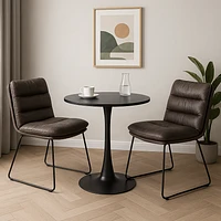 Ensemble de salle à manger rond avec chaises grises, ensemble de 3 - Noir