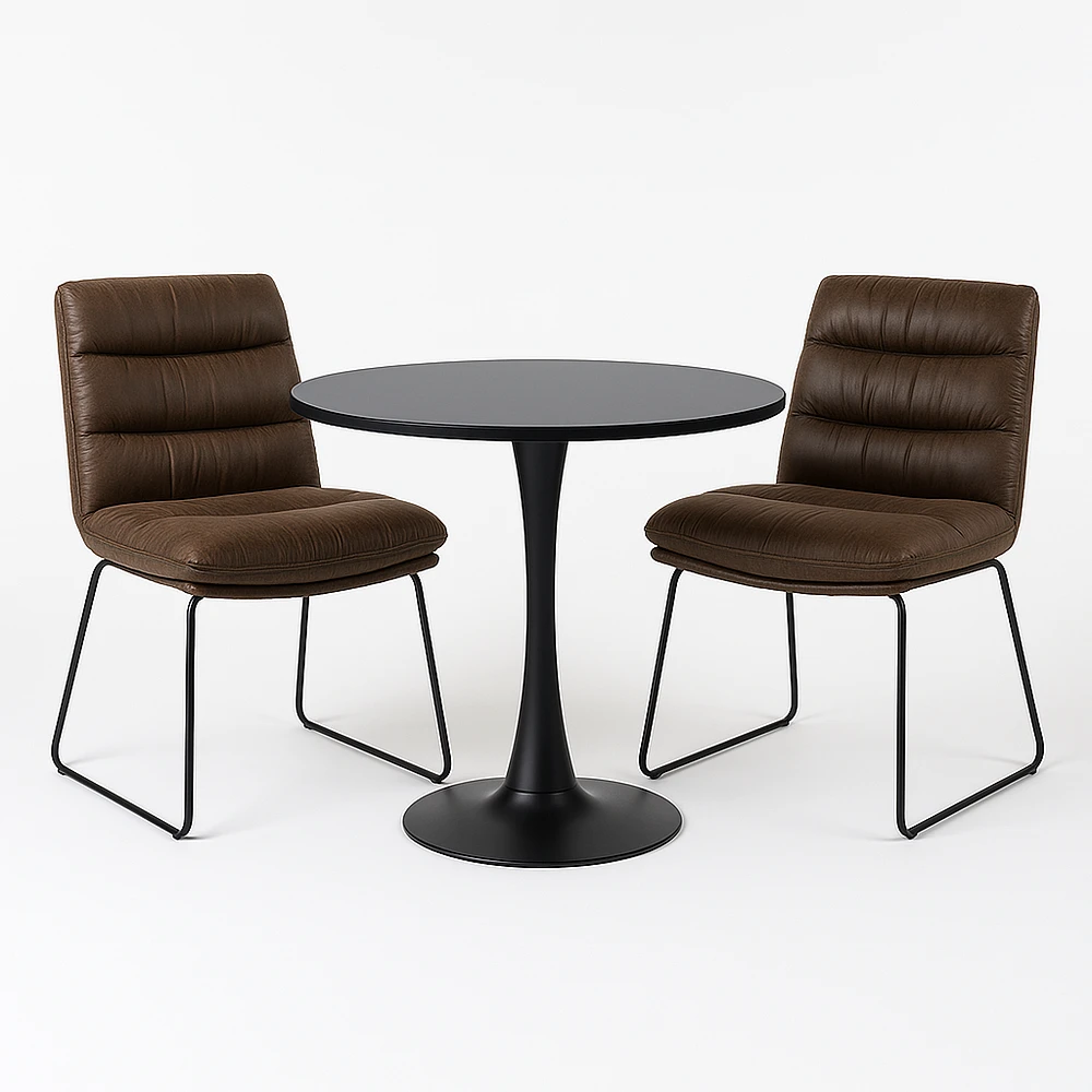 Round Dining Set with Chairs, Set of 3