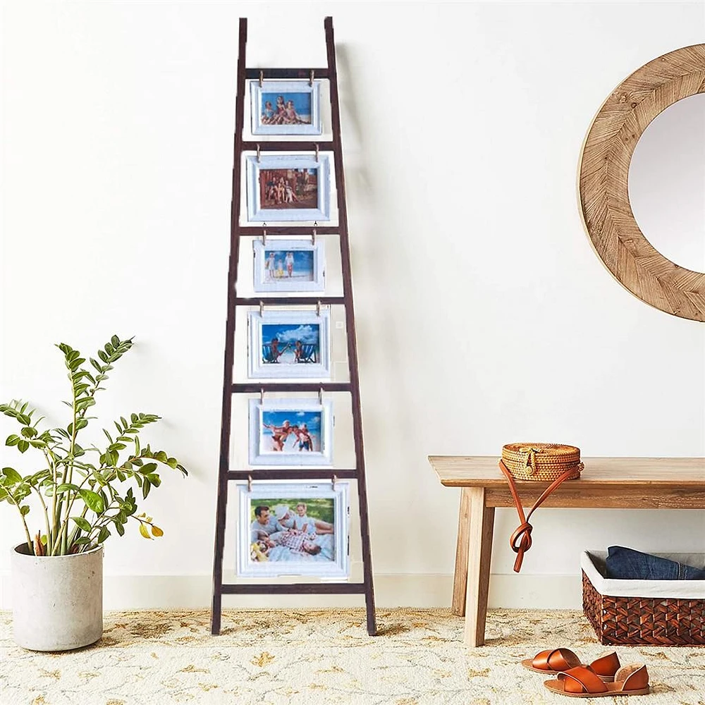 Photo Frames Ladder - 70.66 x 18.5 x 0.98", Black