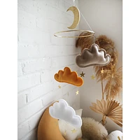 Cloud & Star Mobile - Taupe, Orcher & White