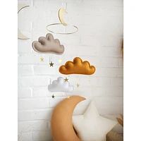 Cloud & Star Mobile - Taupe, Orcher & White