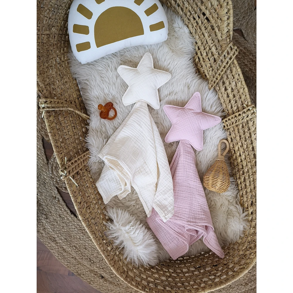 Baby Star Security Blanket, Set of 2 - White & Pink