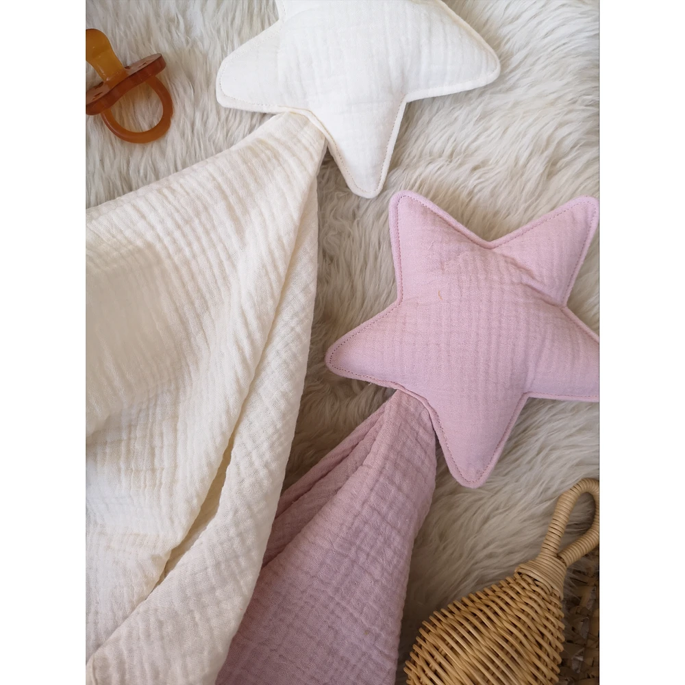 Baby Star Security Blanket, Set of 2 - White & Pink
