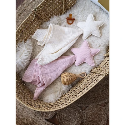 Baby Star Security Blanket, Set of 2 - White & Pink