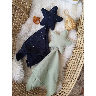 Doudou, étoile, ensemble de 2 - Vert et Bleu Marine