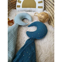 Doudou, lune, ensemble de 2  - Bleu clair et Turquoise