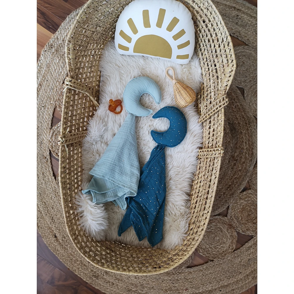 Doudou, lune, ensemble de 2  - Bleu clair et Turquoise