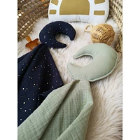 Doudou, lune, ensemble de 2 - Vert et Bleu Marine