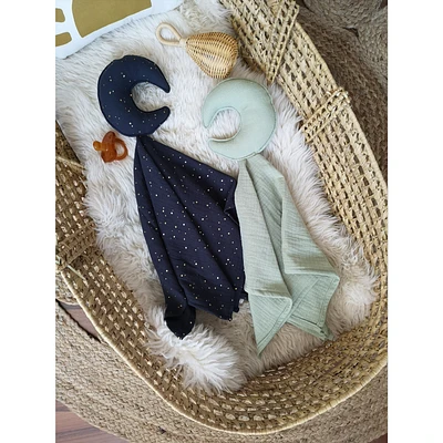 Doudou, lune, ensemble de 2 - Vert et Bleu Marine
