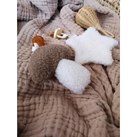 Mushroom and Star Pacifier Clips, Set of 2 - Brown and White