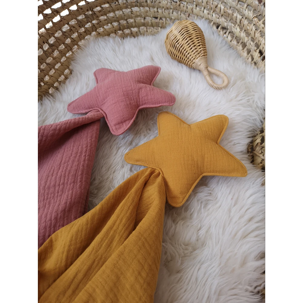 Baby Star Security Blanket, Set of 2  - Rose & Mustard