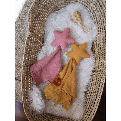 Baby Star Security Blanket, Set of 2  - Rose & Mustard