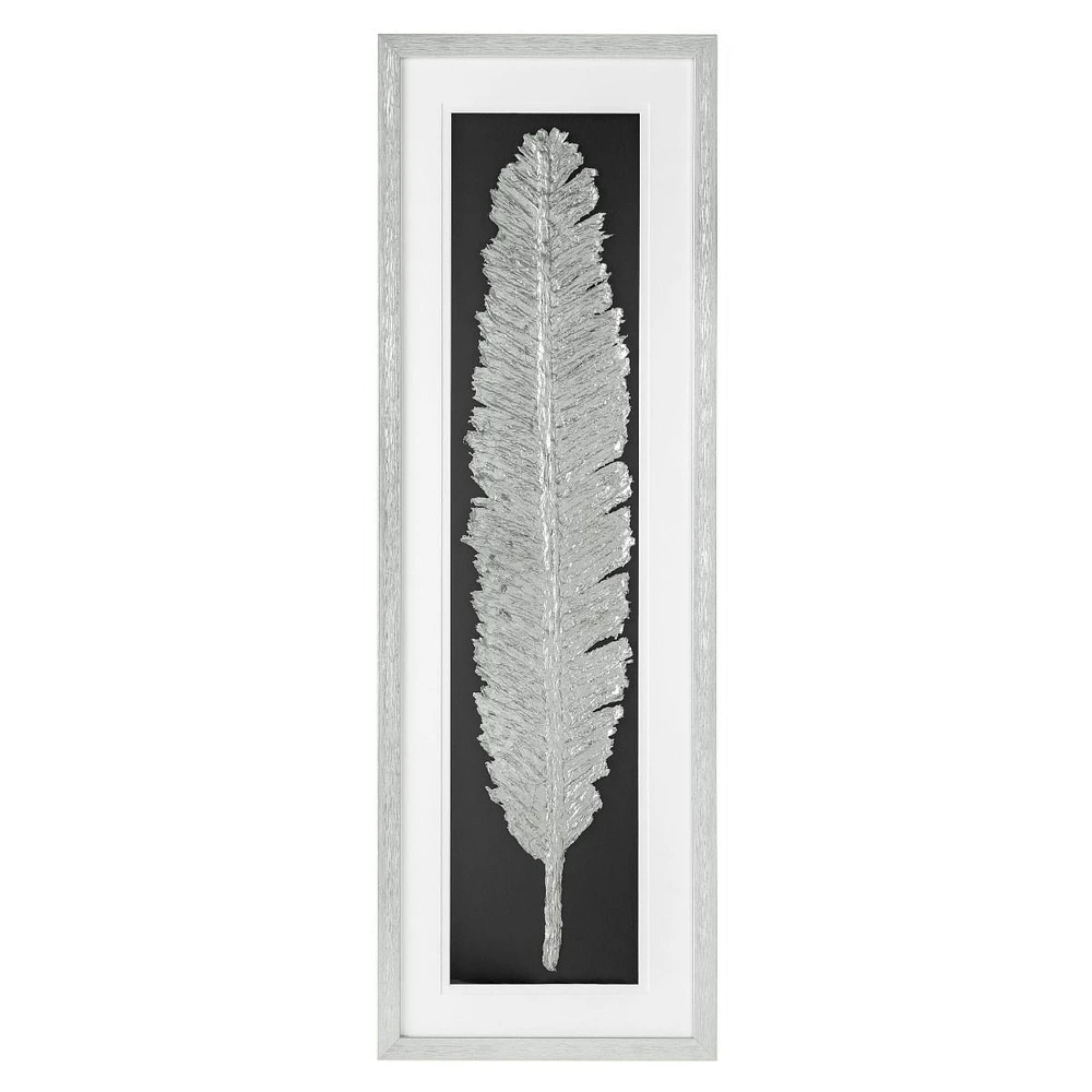 Metallic Feather Silver Shadow Box