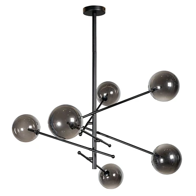 Javiern 6 Light Black Metal and Glass Sputnik Chandelier