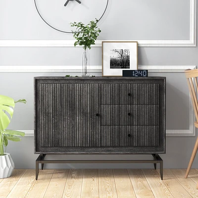Camilo 3-Drawer Wood Accent Black Cabinet