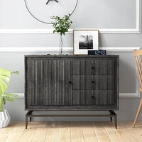 Camilo 3-Drawer Wood Accent Black Cabinet