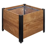 Square Urban Garden Recycled Wood and Metal Planter