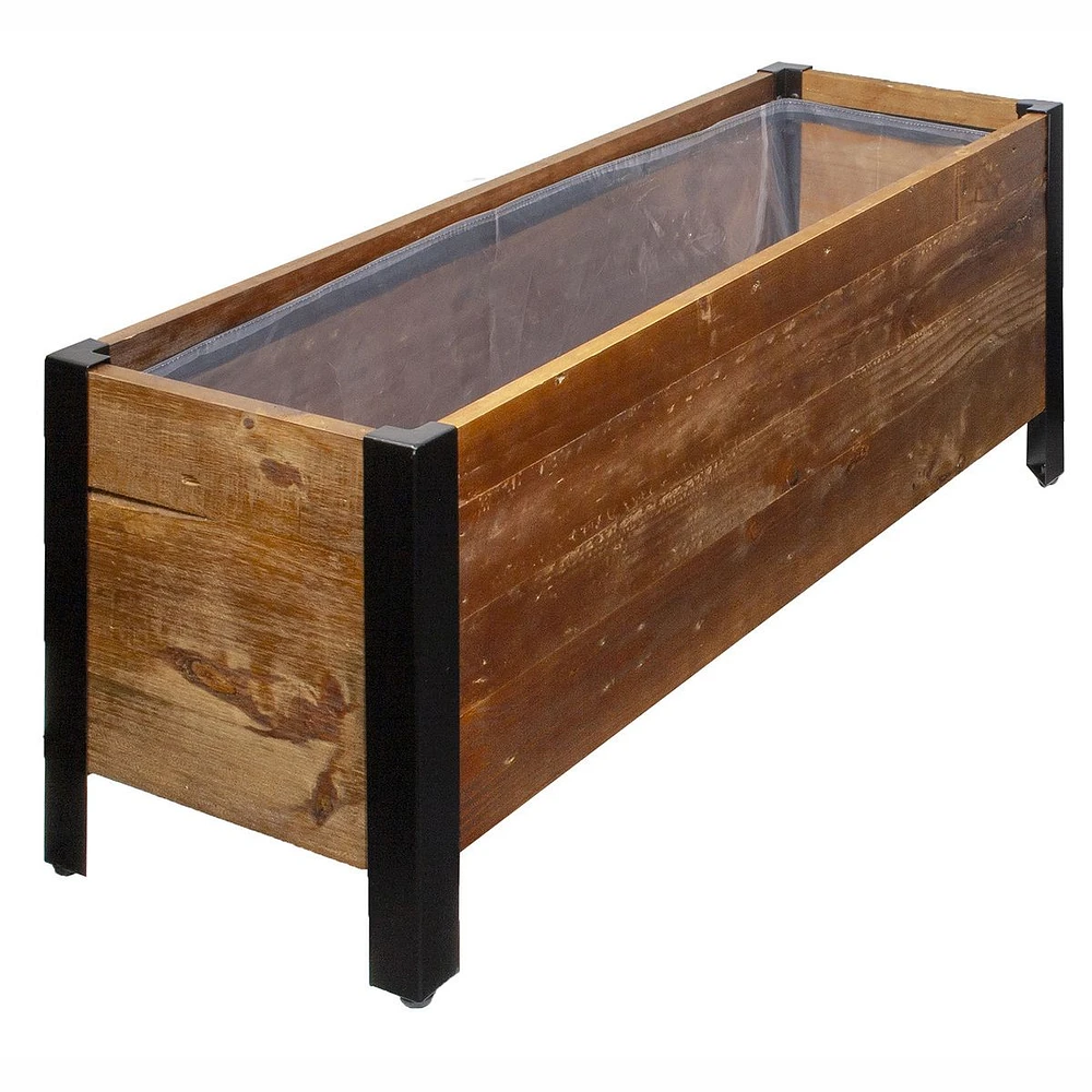 Urban Garden Rectangular Recycled Wood and Metal Planter - 35''