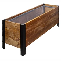 Urban Garden Rectangular Recycled Wood and Metal Planter - 35''