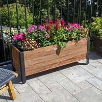 Urban Garden Rectangular Recycled Wood and Metal Planter - 35''