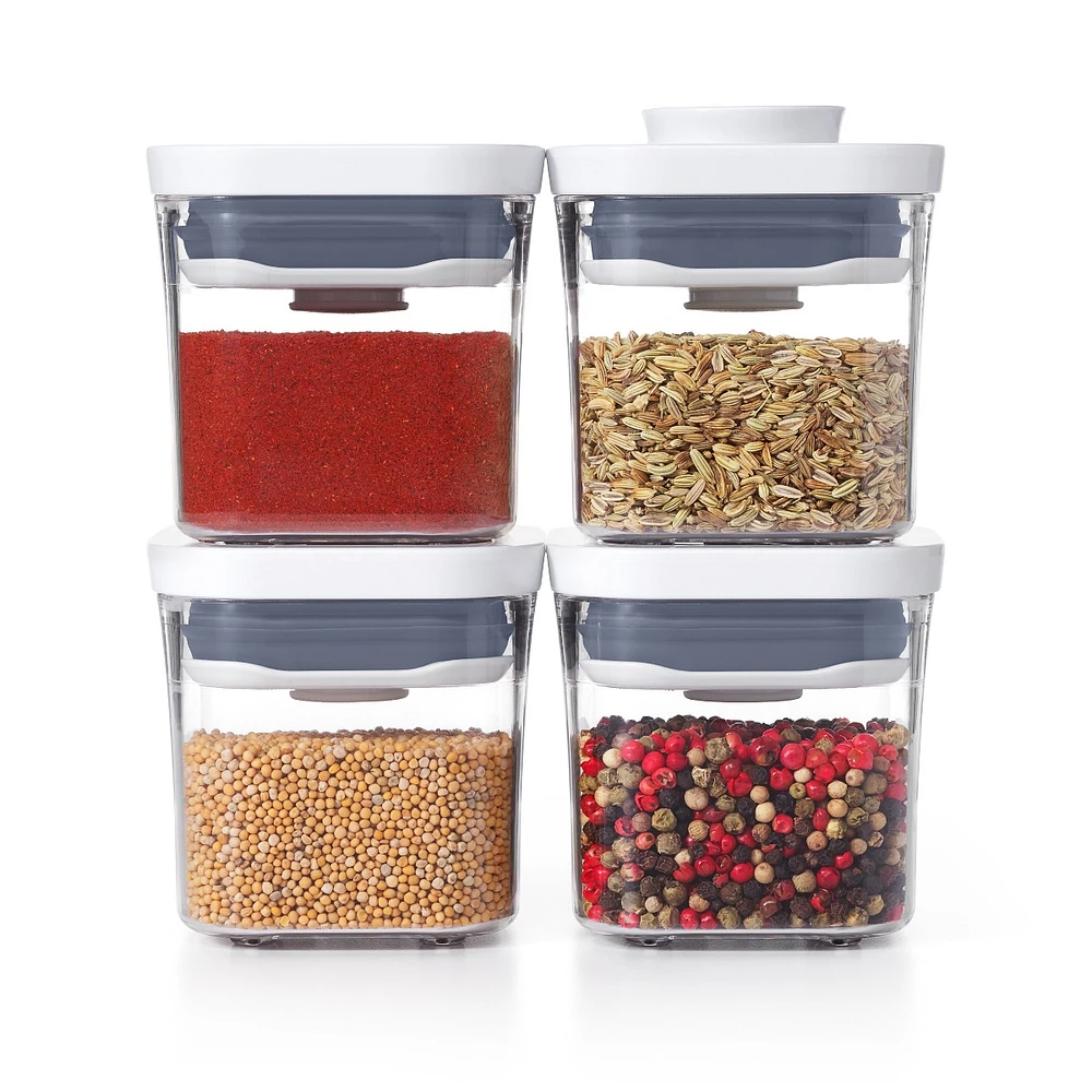 Set of 4 Oxo Pop 2.0 Mini Square Spice Containers