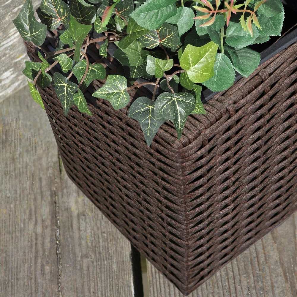 Resin Wicker Planter with Trellis - Brown