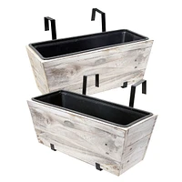 Urban Garden 2 Pack Recycled Wood Deck Planter - White Wash