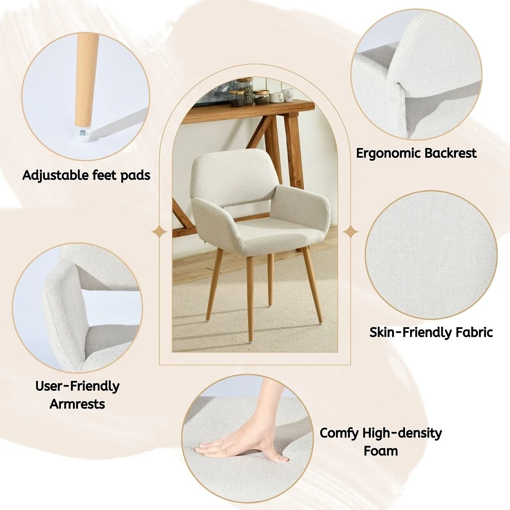 Set of 2 Beige Fabric Dining Chairs by Maison Classique