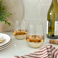 Wide Band Stemless Wine Glass