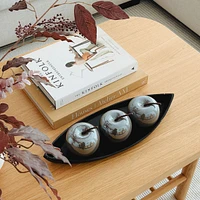 Decor Grey Ceramic Apple 3.5" x 4"