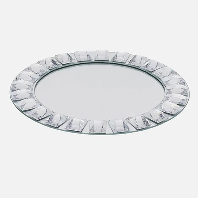 Elegance Mirror Charger Plate with Diamond Rim