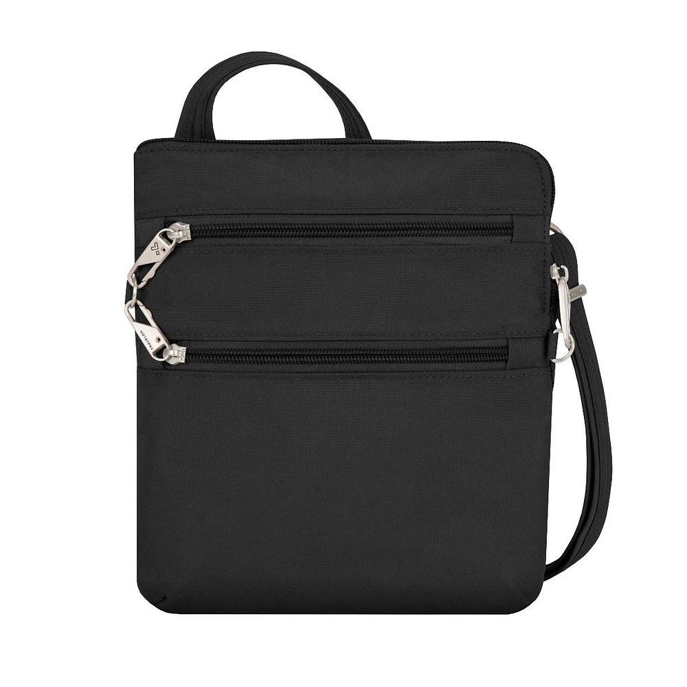 Anti-Theft Classic Slim Double Zip Crossbody - Black