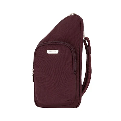 Sac à bandoulière antivol asymétrique mini « Essentials » - bordeaux foncé