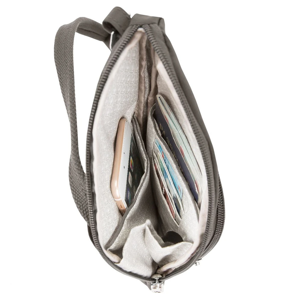 Travelon Essentials Travelon Sac à bandoulière antivol asymétrique mini - Fumée