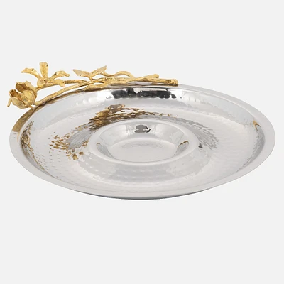 Elegance Gold Butterflies Chip and Dip Serving Plate