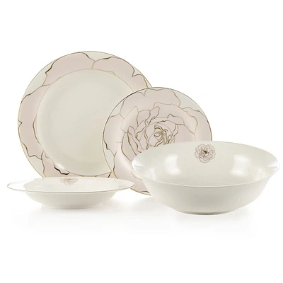 Rose 19-Piece Bone China Dinnerware Set by Brilliant