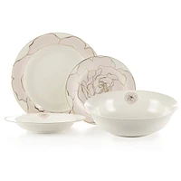 Rose 19-Piece Bone China Dinnerware Set by Brilliant