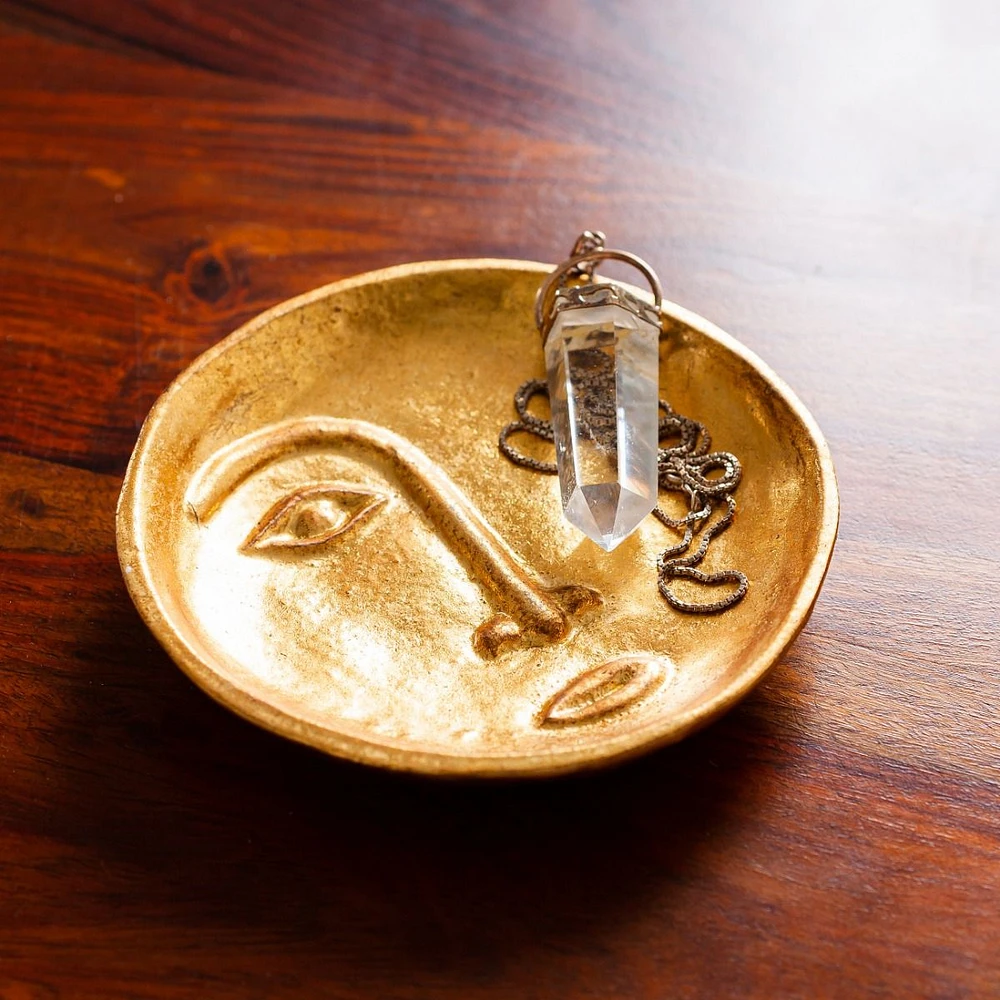 Sm Face Pin Dish 5"- Gold