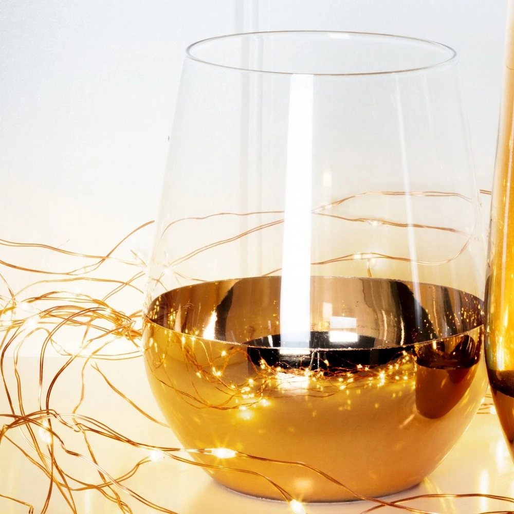 Wide Band Stemless Wine Glass