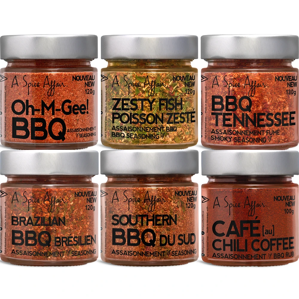 Coffret Maître du BBQ (6 Pots d'épices)